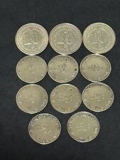 Mix Lot of 2p & 10p Old Tokens Vending Machine x11 Brass Colour