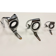 Set of Three Heavy Duty Boat Fishing Rod Guides in Chrome Finish