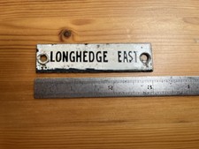 LBSCR / SR Black & White Enamel Signal Box Instrument Plate LONGHEDGE EAST