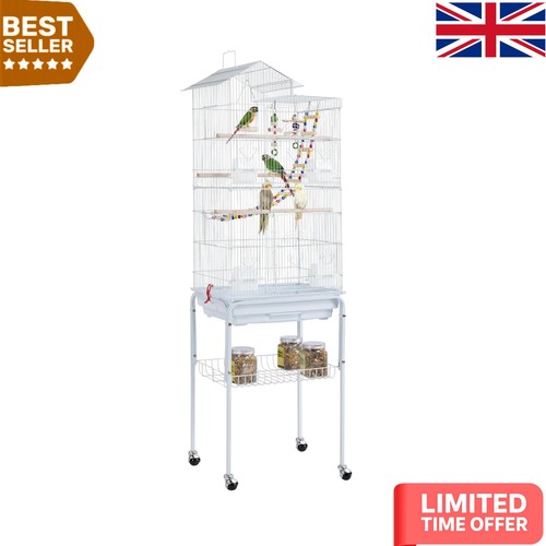 Spacious white bird cage - bird, with