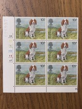 QEII Welsh Springer Spaniel Stamps Cylinder Block Of 6 MNH Mint
