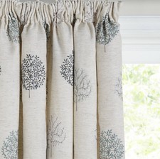 John Lewis Mini Olive Tree Lined Pencil Pleat Curtain 228 x 182cm - Duck Egg A