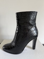 Karen Millen Ankle Boot Heeled, Size EUR 38 UK 5 Black Croc Print, RRP £275