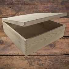 Large Deep Square Wooden Box | 40 x 40 x 13.5 cm | Plain Pine DIY Gift Storage