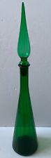 VINTAGE GREEN GLASS GENIE BOTTLE MID CENTURY EMPOLI CHEMIST DECANTER & STOPPER
