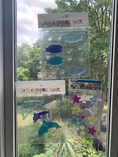 3 Packs of  Tile/Window Gel Stickers – Dolphins, Fish, Stars | New & Sealed Lot