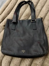 Quality Fossil Ladies Black Leather Handbag VGC Without Shoulder Strap