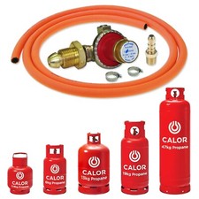 FLO GAS BOTTLE REGULATOR ADJUSTABLE PRESSURE 0-4 BAR 2m ORANGE HOSE POL FLOGAS