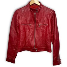 Trekway Women’s S Real Leather Dual Zip Biker Fitted Motorcycle Jacket Y2K Vtg