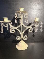 Cream Metal 3 Arm Candelabra