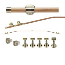 28mm Bay pole, 400cm Metal pole Woodgrain finish, Antique brass 3 sided bay