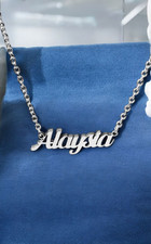 Personalised ANY NAME Necklace CUSTOM FONT Sterling Silver Pendant Chain Gift 