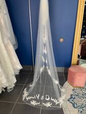 Bridal veill  114 inches with a comb, lace appliques, pearls and N & D initals 