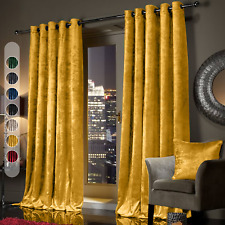 Ring Top Thick Velvet Blackout Curtains Pair Ready Made Eyelet Fully Lined Panel