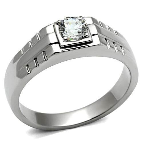 Mens silver ring solitaire - mens,