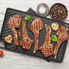 Cast Iron Griddle Hot Plate Barbecue Grill Cooking Camping Hob Steak For BBQ UK