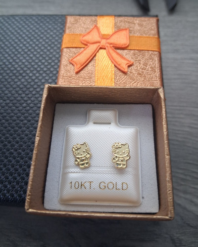 Aretes broquel hello - kitty, oro