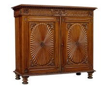 MID 19TH CENTURY ANGLO INDIAN CARVED PADOUK CABINET
