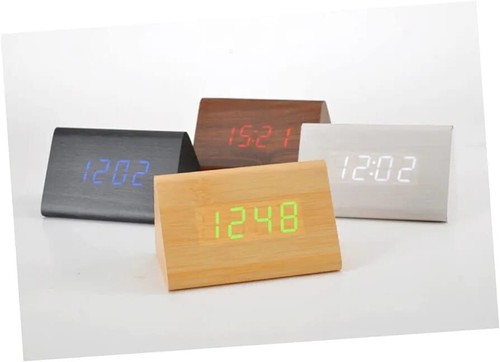 Wood digital alarm table clock - wood,