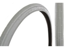 PAIR GREY 22 X 1 3/8”(37-489 )550A VINTAGE BIKE TYRES WITH STRAIGHT LINE TREAD
