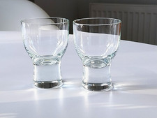 PAIR  DANISH MID CENTURY MODERN HOLMEGAARD CANADA CLEAR GLASSES 3 1/2"  P LUTKEN