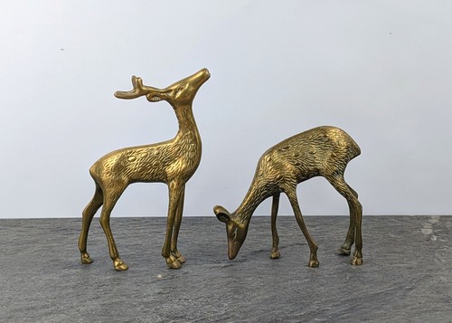 Pair vintage mid century brass - pair,