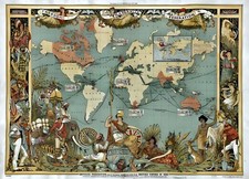 British Empire Map 1886 Vintage travel retro decoration print poster A3 A4