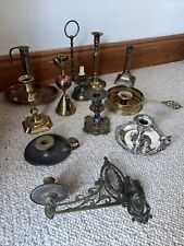 Job Lot Of 11 Various Candle Sticks. Some Damaged/bent