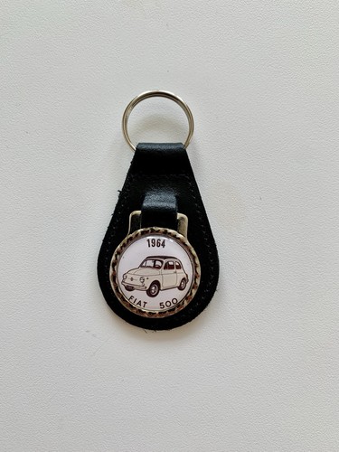 Black leather keyring fob - black,