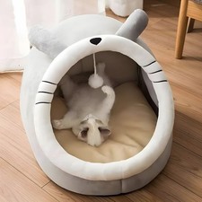 Cartoon Cat Bed Deep Sleep Cave Foldable Washable Pet Bed for Small Dogs Cats