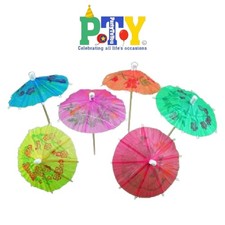 20pk Paper Cocktail Umbrellas - Assorted Colours - Drink Decorations - Party Fun