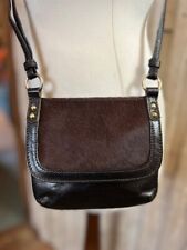 Small Billy Bag dark brown leather & ponyskin across body satchel saddle bag