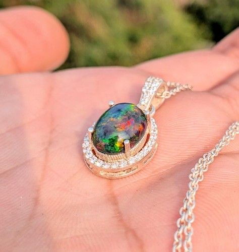 Natural black fire opal - natural,
