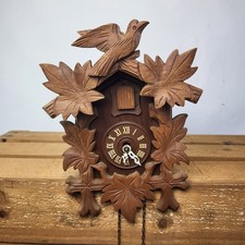 Vintage Wooden Cuckoo Clock West German Traditional Black Forest Wall Clock UK 
