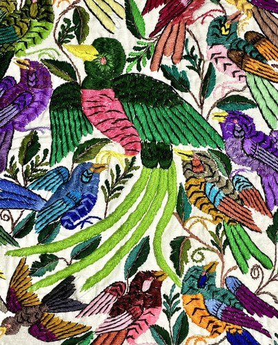 Embroidered bird tapestry - embroidered,