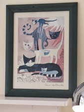 Les Chats, Lithographic Print, Rosina Wachtmeister 1992, Framed, H47xW37cm
