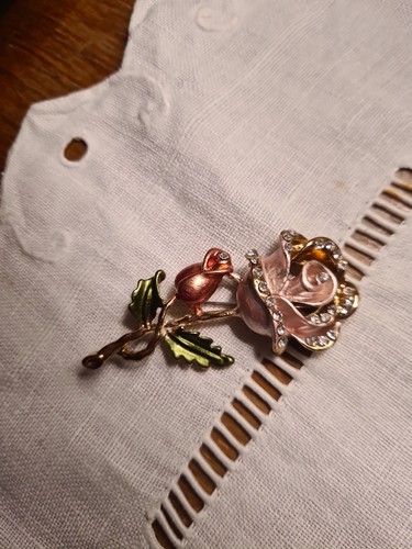 Vintage rose brooch - rose, for
