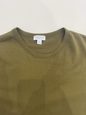 Sunspel Men's Crew Neck T-Shirt Green Khaki L