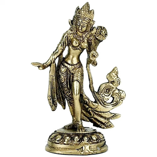 Green tara dancing statue - green, 13cm
