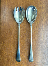 Vintage EPNS Silver-Plated Salad Servers – Old English Style Matching Spoon Fork