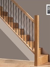 Oak Handrail & Black Iron Rake/Landing Kits Quality Uk Manufactured Stair Parts!