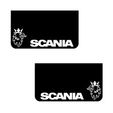 SCANIA Lorry HGV Truck Mudflaps 36x64cm Smooth Black PVC Mud Flaps w/ White Logo