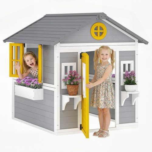 Outsunny wooden playhouse with - outsunny,