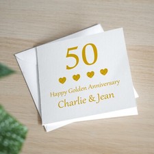 Personised 50th Wedding Anniversary Card Handmade Golden Anniversary Card