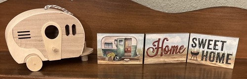 Retro style camper birdhouse - retro,