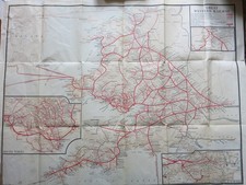 Vintage 1923? GWR Great Western Railway Map Emery Walker Ltd. 65cm x 50cm