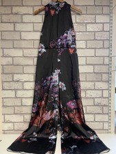 TED BAKER BLACK FLORAL JUMPSUIT SIZE 12(3)  CG N47