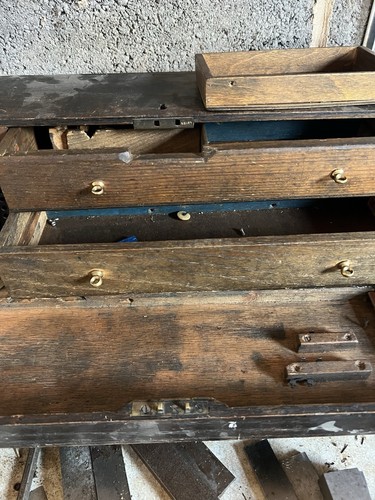 Wooden tool box chest painted - box,