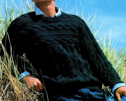 Aran mens cosy cable crew - aran,