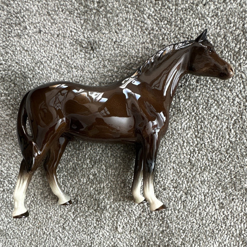 Glossy brown horse ceramic - horse,